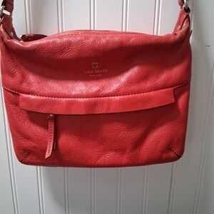 Kate Spade Red Leather Shoulder Crossbody Purse. Has Some Discolored on Top